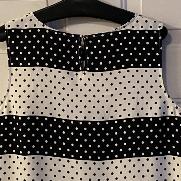 NWT Talbots Sz L Womens Blouse Sleeveless Black/White Polka Dot - Picture 5 of 10